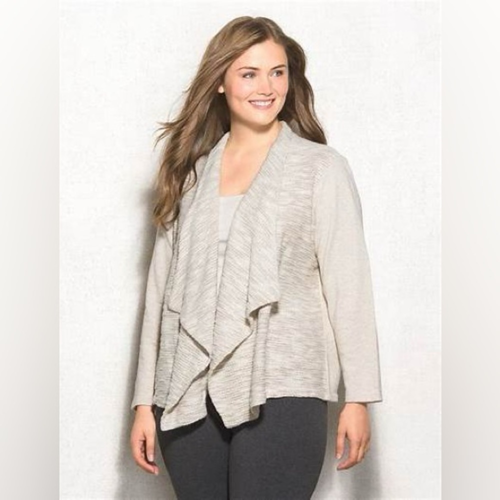 Cascade Drape Front  Ribbed Cardigan